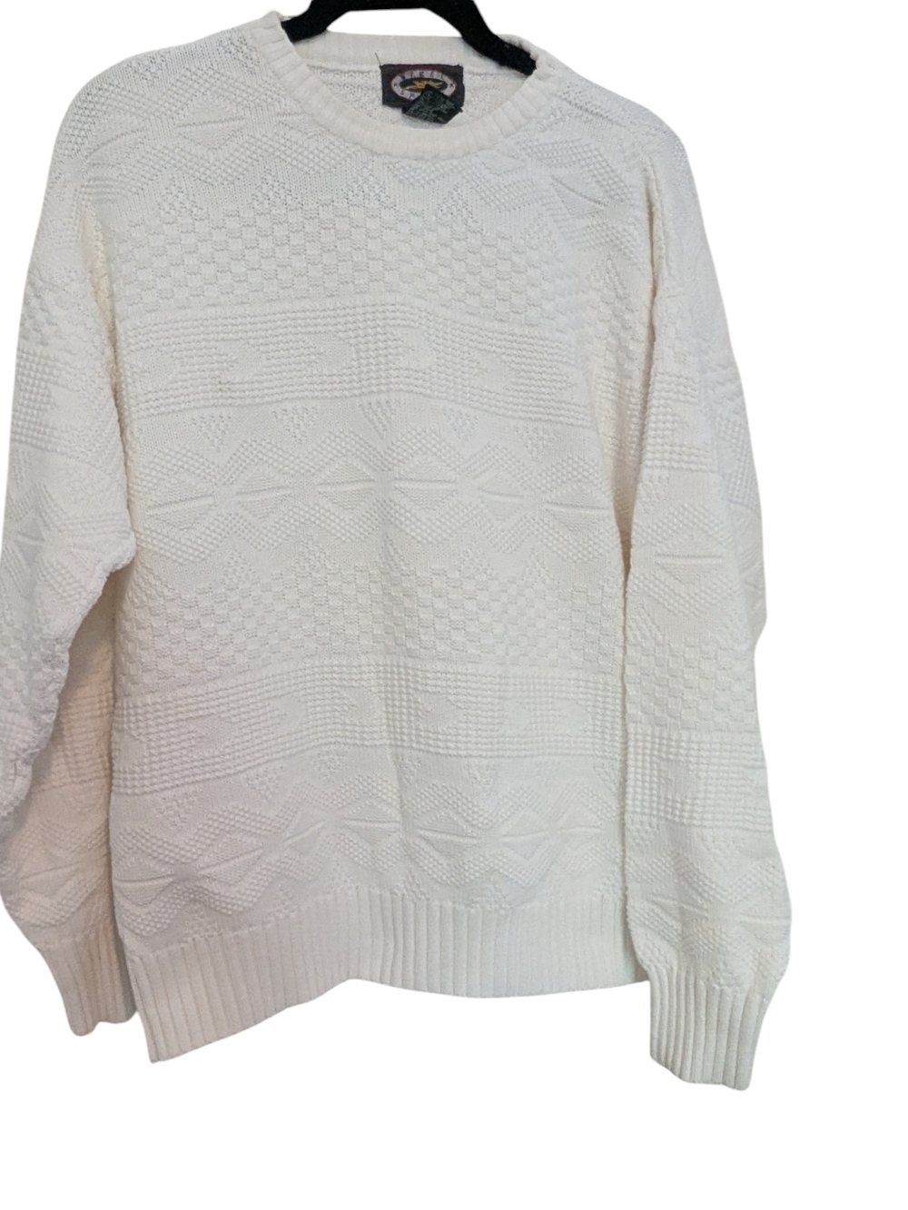 Vintage Classic Cotton Off-White Textured Crewneck Sweater - M